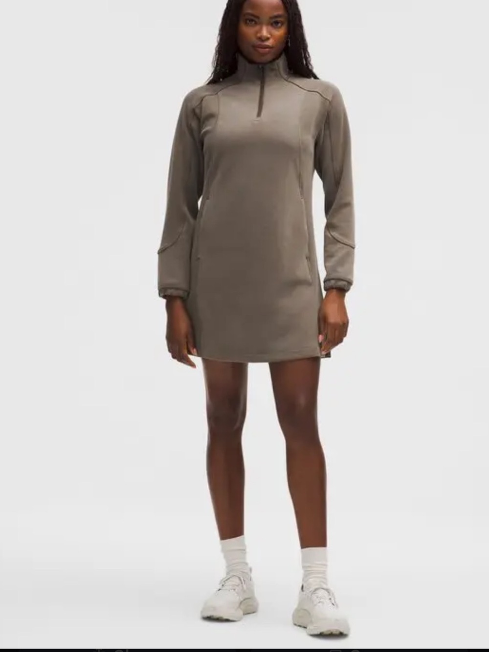 lululemon athletica Taupe Mock-Neck Mini Dress